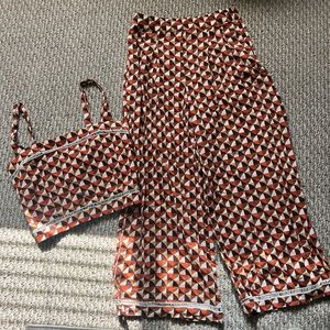Forever 21 Boho Matching Set with side zippers on top and pants